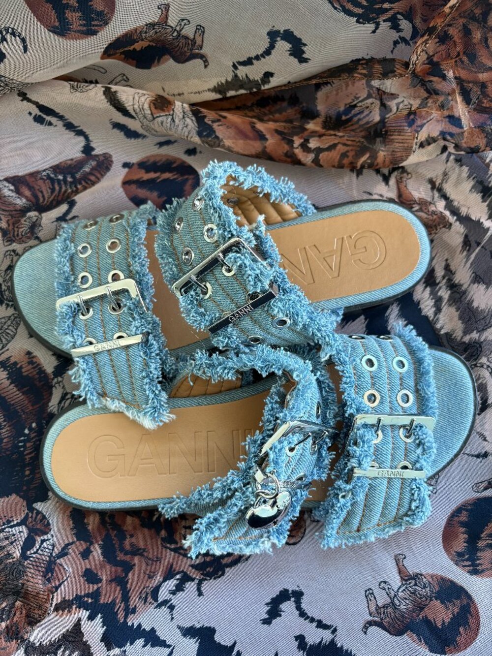 Denim Ganni Slides
